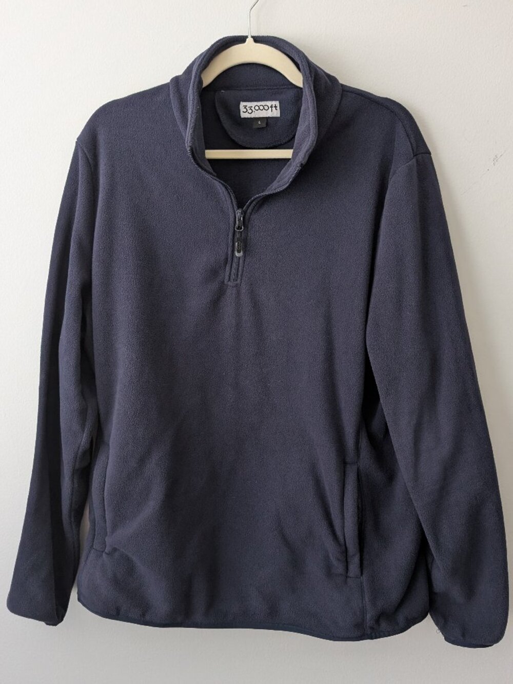 33,000ft Men’s Fleece Quarter Zip Pullover Navy Size Large